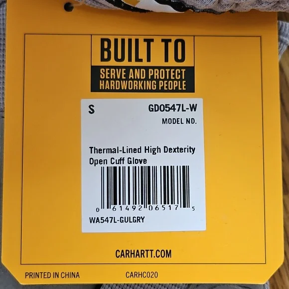 Women's Carhartt Thermal-Lined High Dexterity Open Cuff Glove - Picture 5 of 5